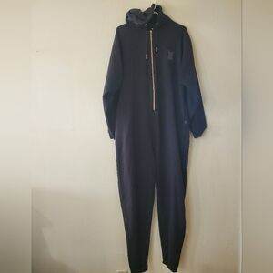 Savage X Fenty Rihanna Hooded Onsie Jumpsuit Fleece Loungewear Black